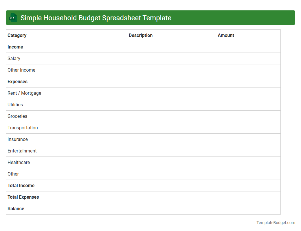 Simple Household Budget Spreadsheet Template
