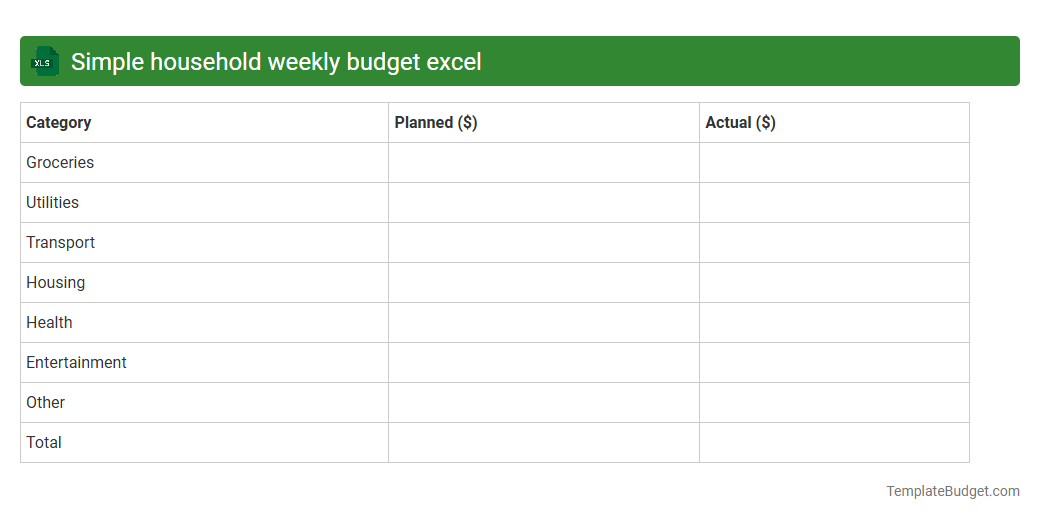 Simple household weekly budget excel