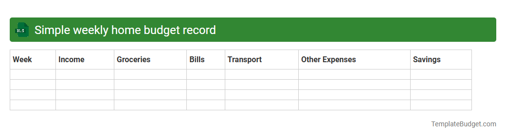 Simple weekly home budget record
