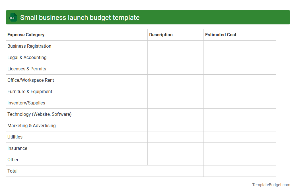 Small business launch budget template