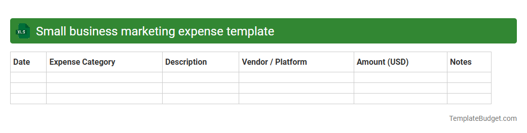 Small business marketing expense template