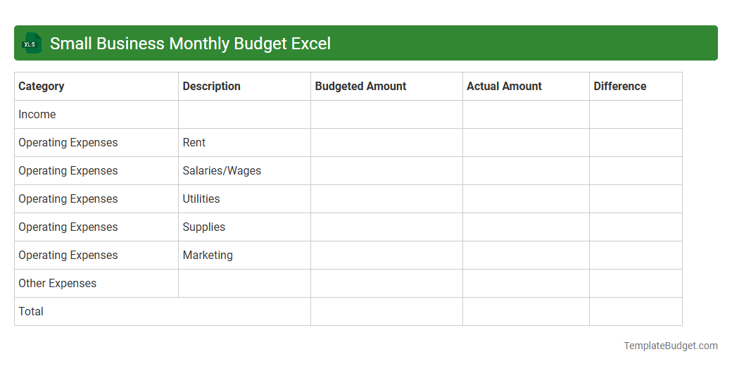 Small Business Monthly Budget Excel