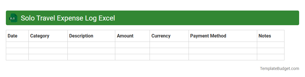 Solo Travel Expense Log Excel