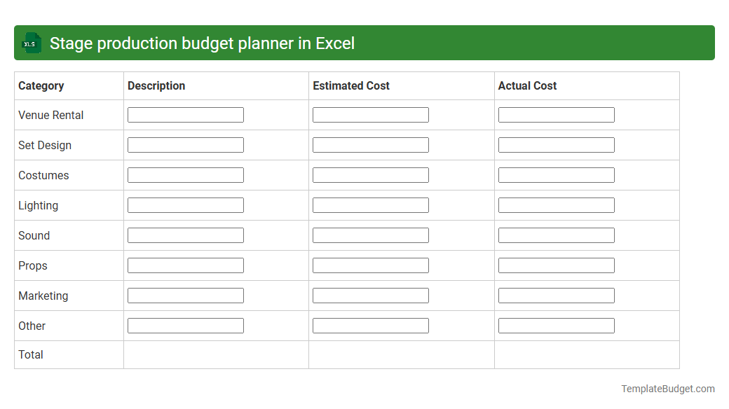 Stage production budget planner in Excel