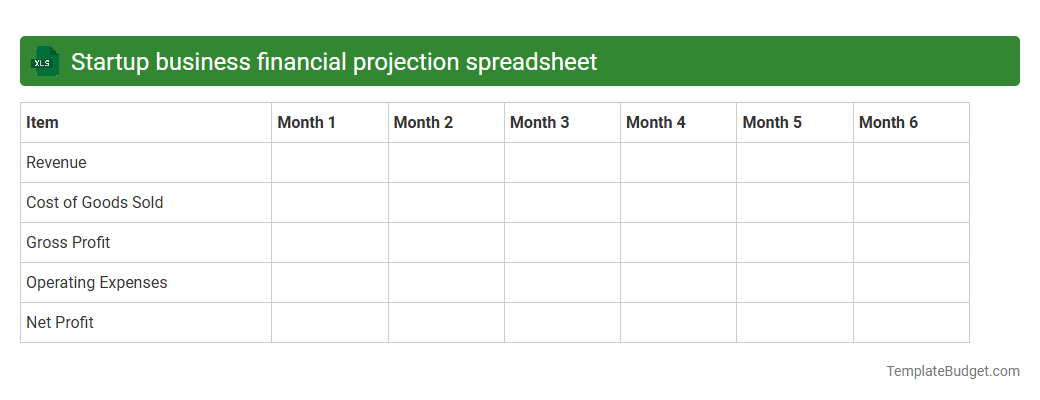 Startup business financial projection spreadsheet