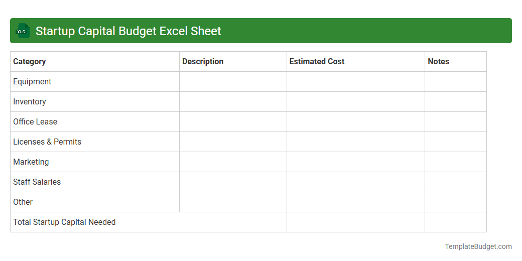 Startup Capital Budget Excel Sheet