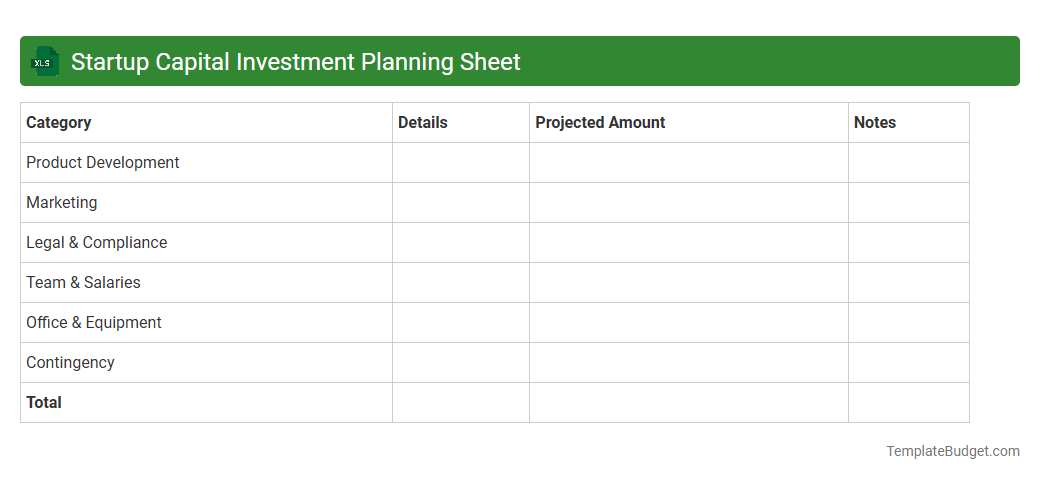 Startup Capital Investment Planning Sheet