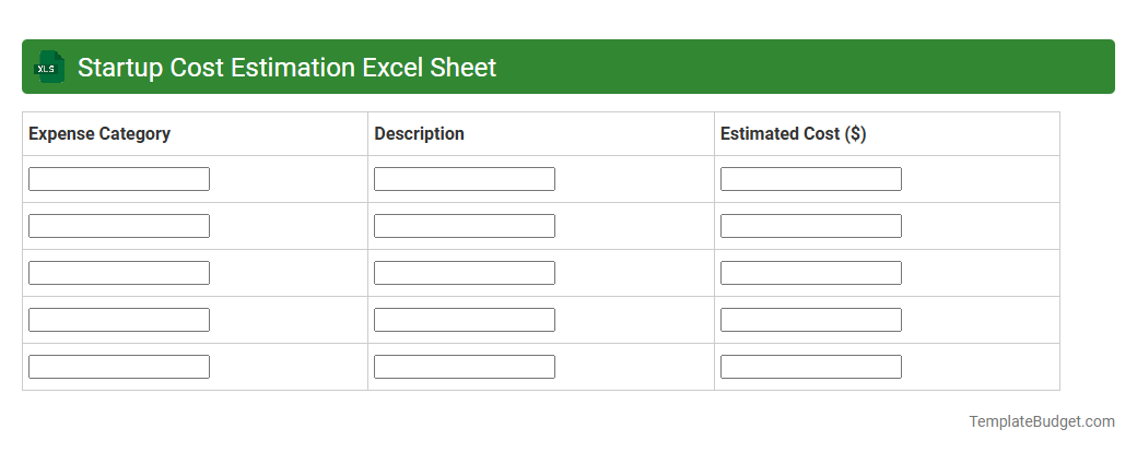 Startup Cost Estimation Excel Sheet