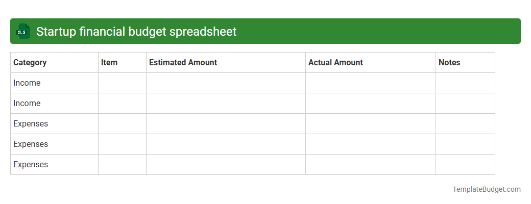 Startup financial budget spreadsheet