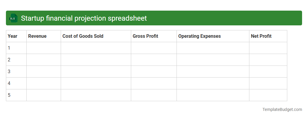 Startup financial projection spreadsheet