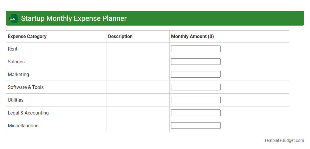 Startup Monthly Expense Planner