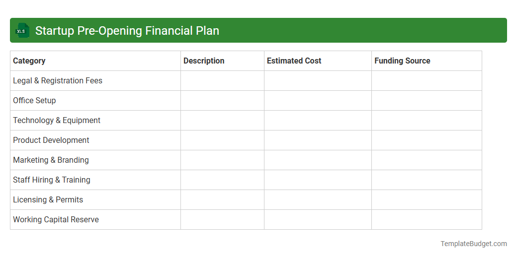 Startup Pre-Opening Financial Plan