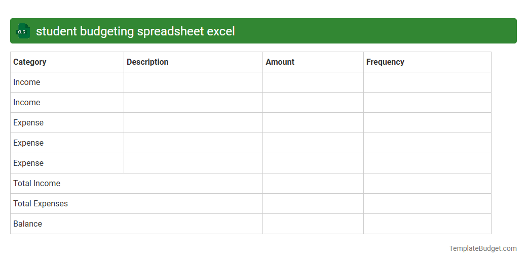 student budgeting spreadsheet excel