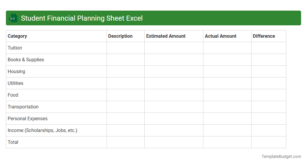 Student Financial Planning Sheet Excel