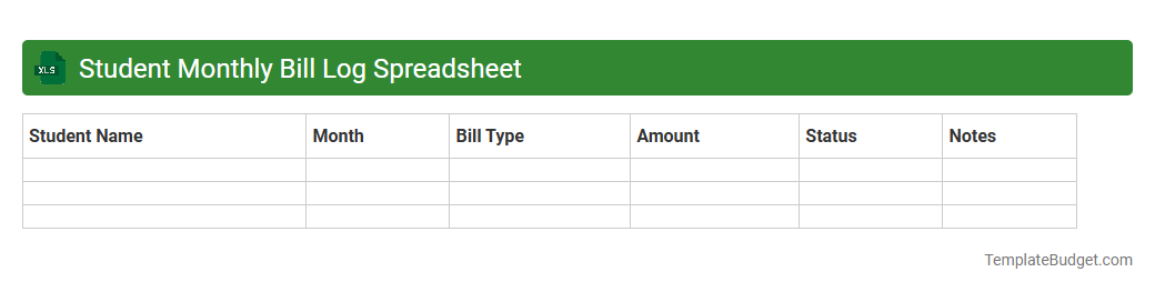 Student Monthly Bill Log Spreadsheet