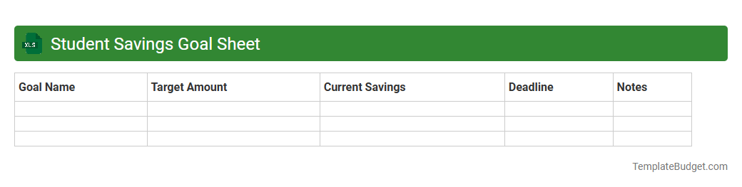 Student Savings Goal Sheet