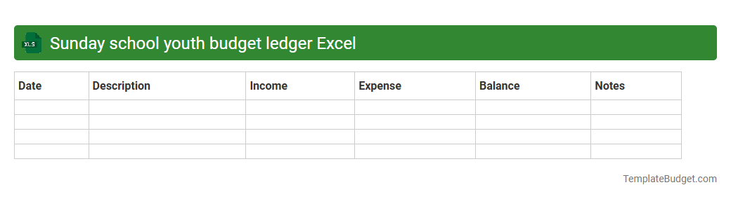 Sunday school youth budget ledger Excel