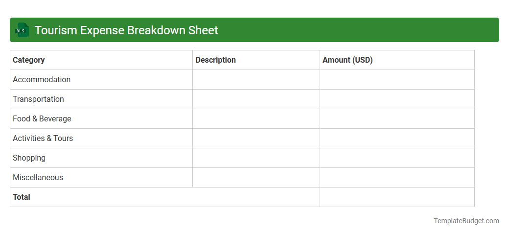 Tourism Expense Breakdown Sheet