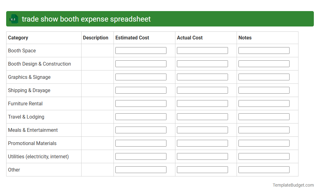 trade show booth expense spreadsheet