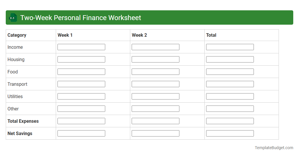 Two-Week Personal Finance Worksheet