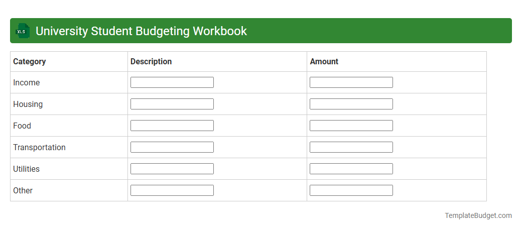 University Student Budgeting Workbook