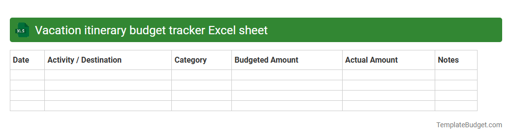 Vacation itinerary budget tracker Excel sheet
