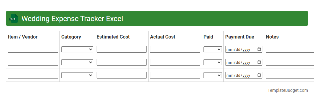Wedding Expense Tracker Excel