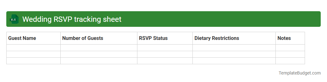 Wedding RSVP tracking sheet