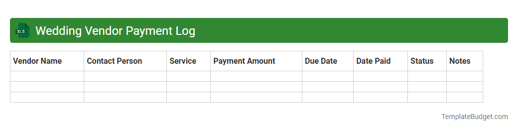 Wedding Vendor Payment Log