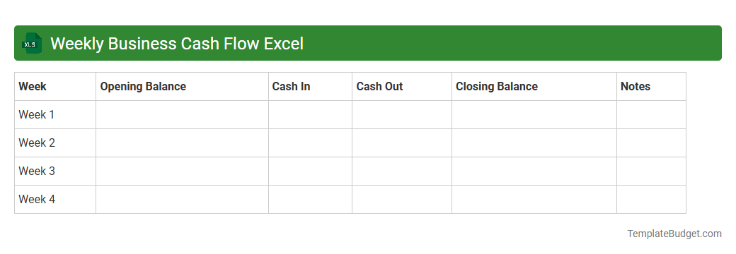 Weekly Business Cash Flow Excel