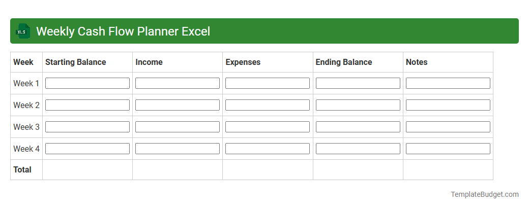 Weekly Cash Flow Planner Excel