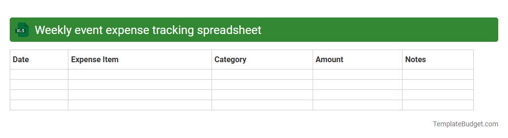 Weekly event expense tracking spreadsheet