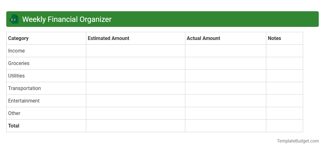 Weekly Financial Organizer