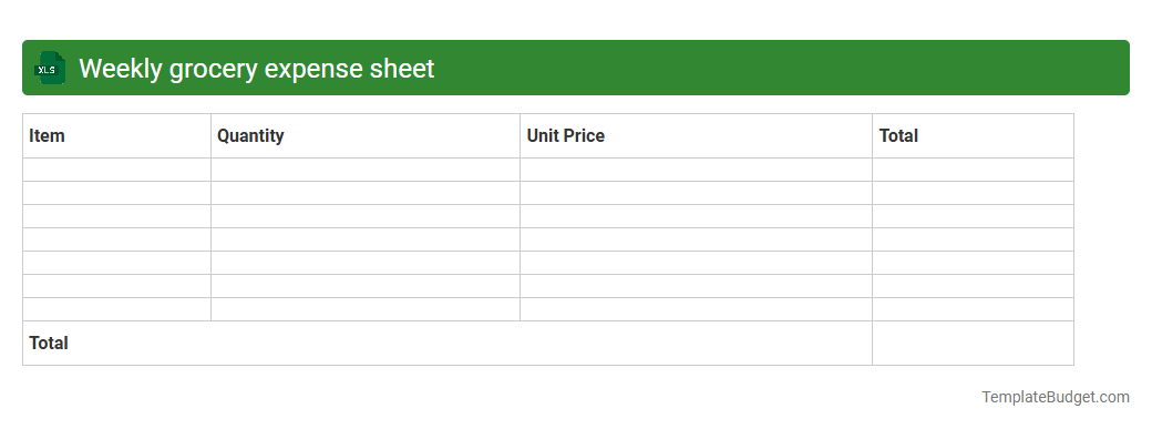 Weekly grocery expense sheet