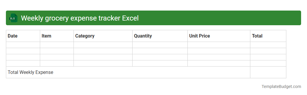 Weekly grocery expense tracker Excel
