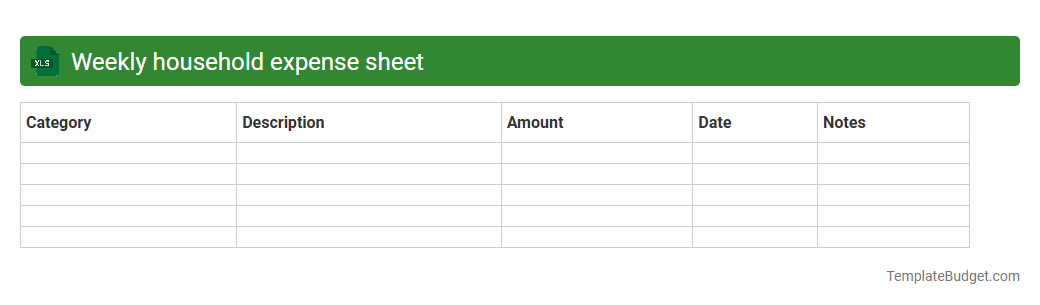 Weekly household expense sheet