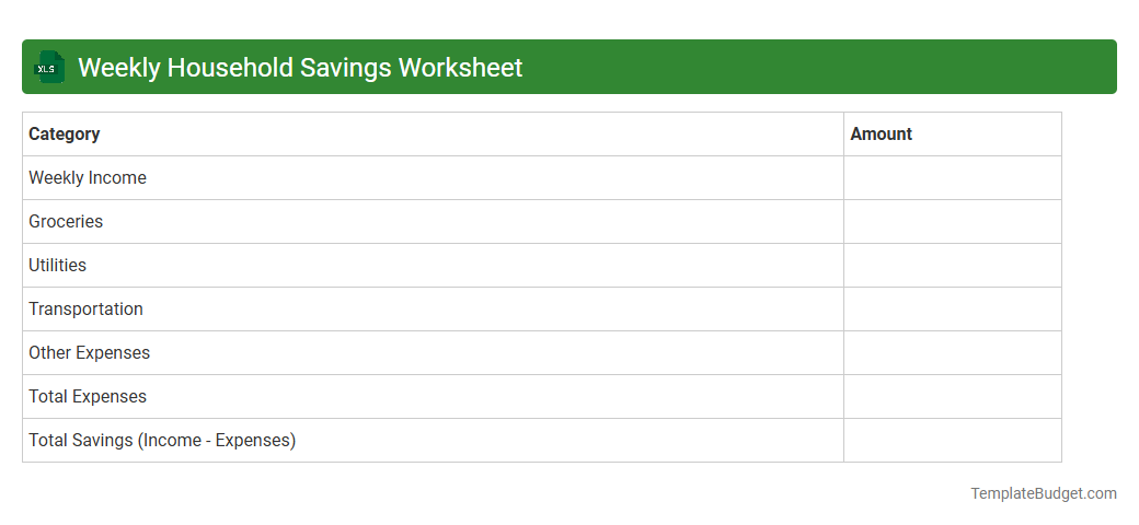 Weekly Household Savings Worksheet