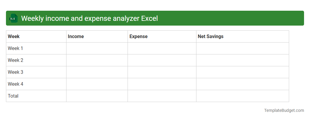 Weekly income and expense analyzer Excel
