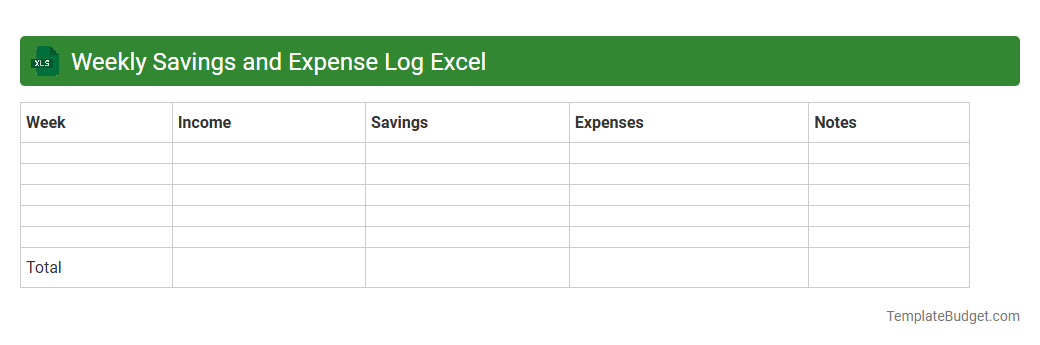 Weekly Savings and Expense Log Excel