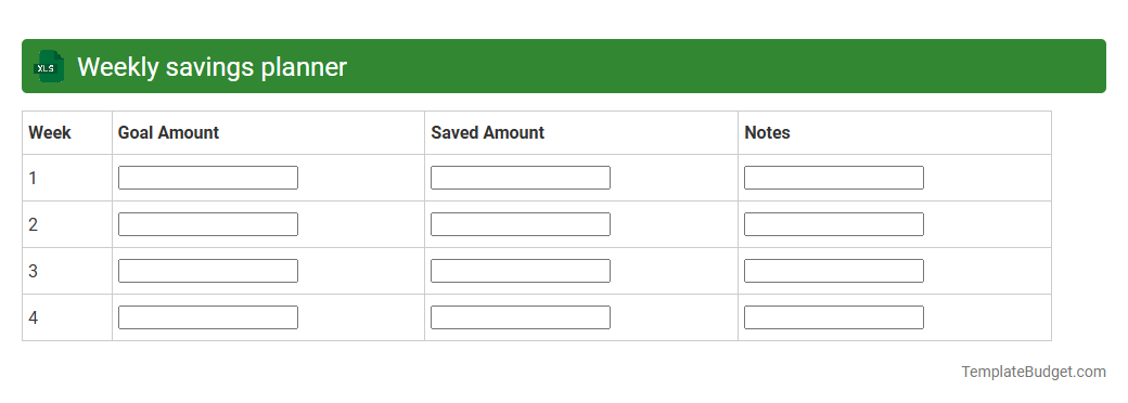 Weekly savings planner