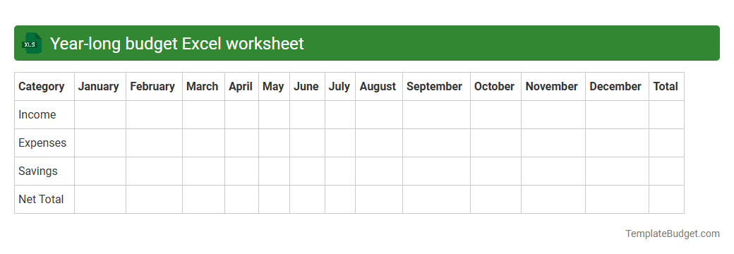 Year-long budget Excel worksheet