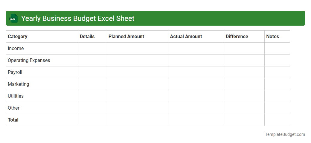 Yearly Business Budget Excel Sheet