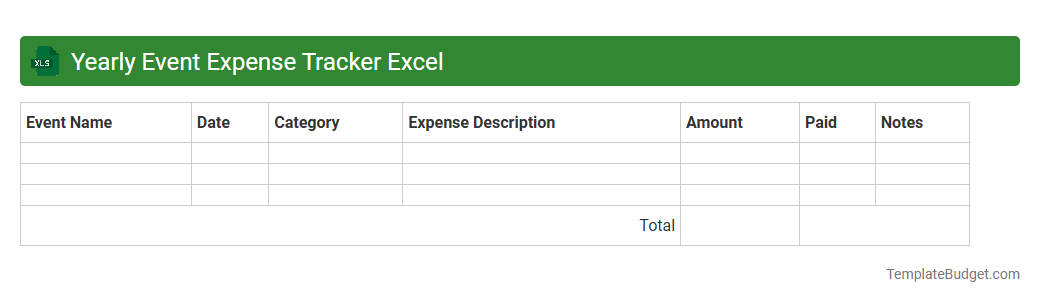 Yearly Event Expense Tracker Excel