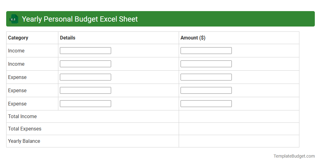 Yearly Personal Budget Excel Sheet