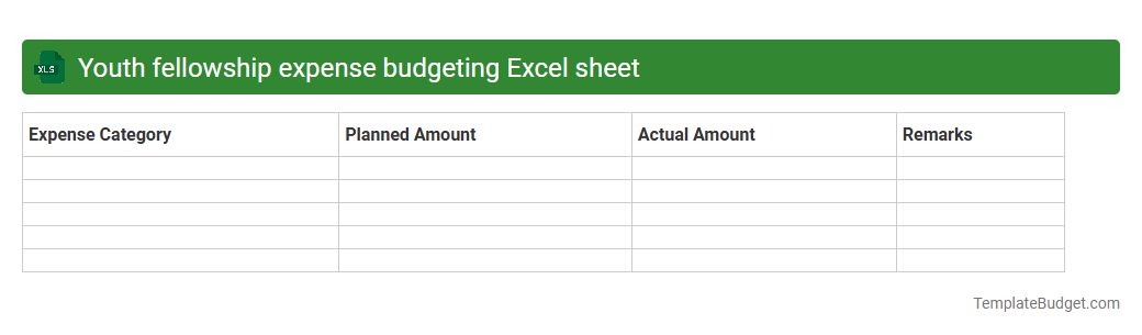 Youth fellowship expense budgeting Excel sheet
