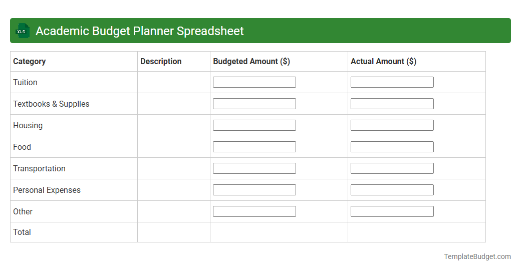 Academic Budget Planner Spreadsheet