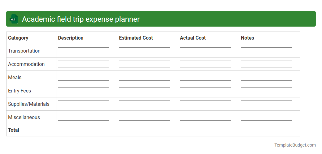 Academic field trip expense planner