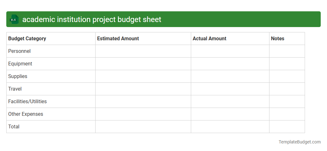 academic institution project budget sheet