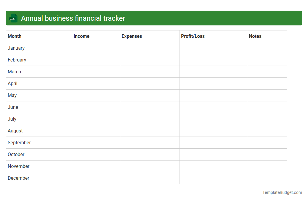 Annual business financial tracker