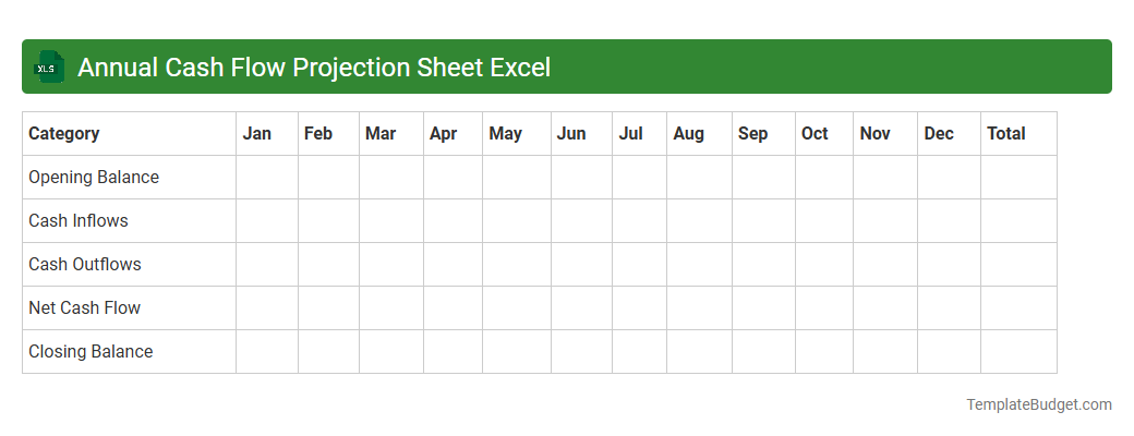 Annual Cash Flow Projection Sheet Excel